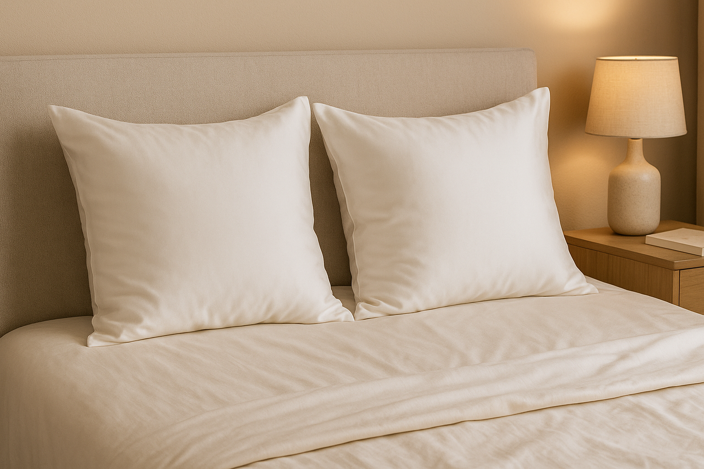 taie d'oreiller en soie 65x65 format carré, tissu blanc en soie