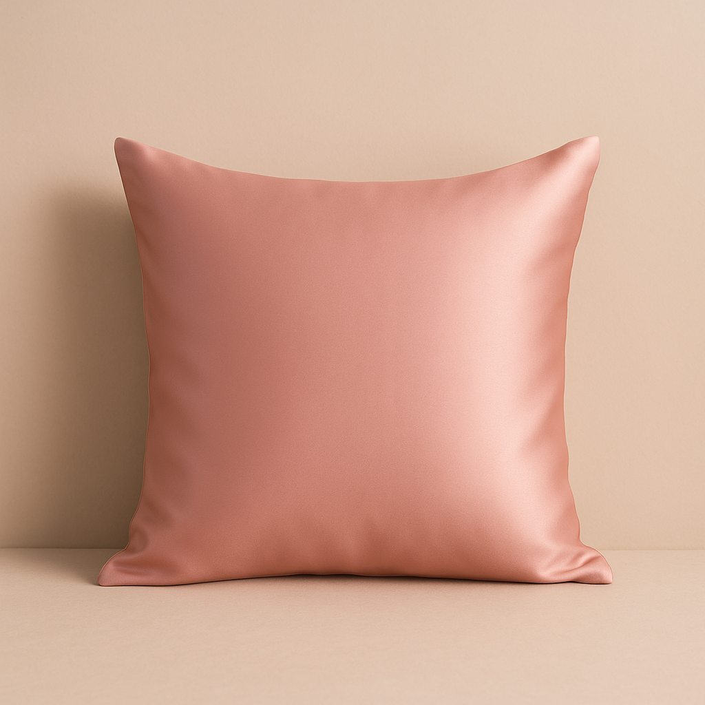 Taie d'oreiller en soie rose champagne 