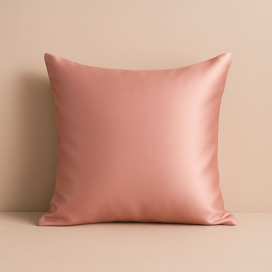 Taie d'oreiller en soie rose champagne 