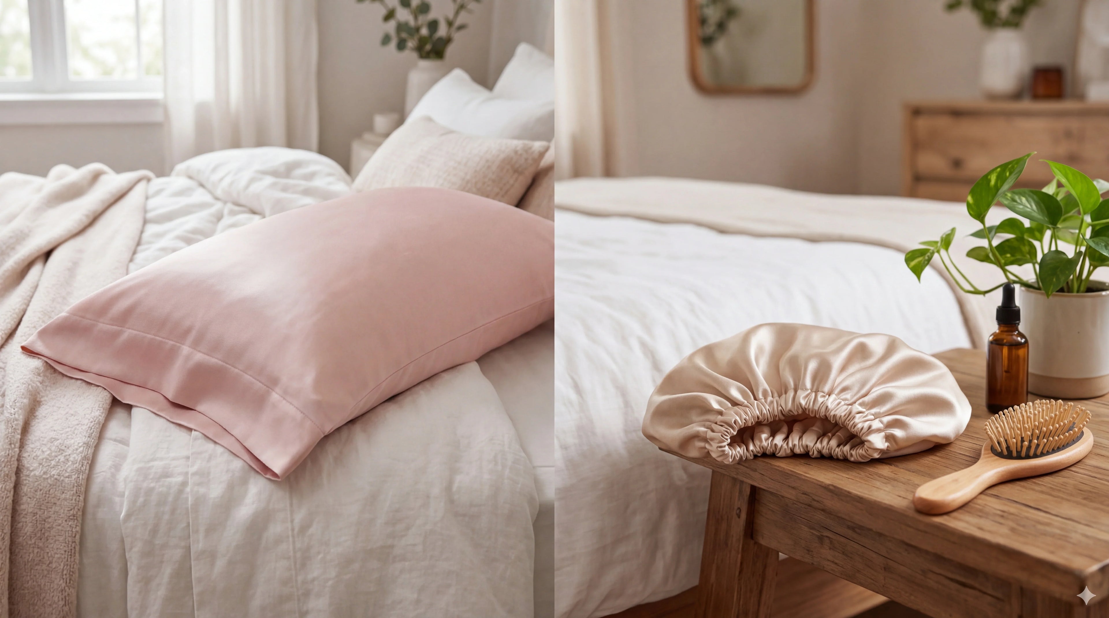 taie d'oreiller en soie vs bonnet de nuit  Image