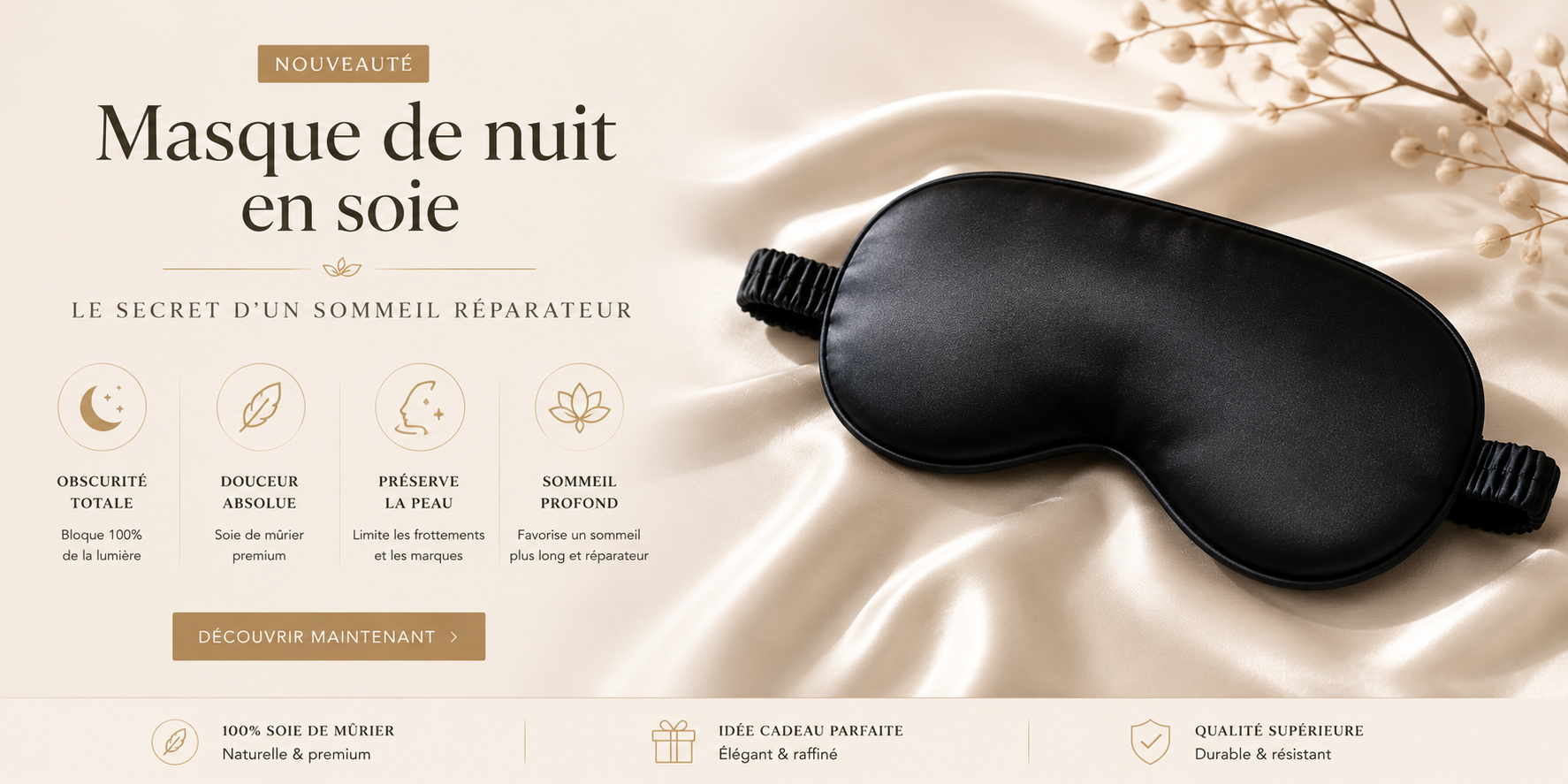 Masque de nuit en soie : bienfaits et guide Image
