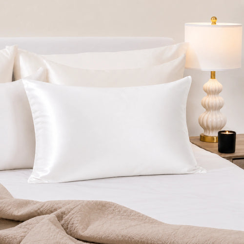 19 Momme Mulberry Silk Pillowcase White · soie de mûrier Grade 6A | Ma Taie d'Oreiller