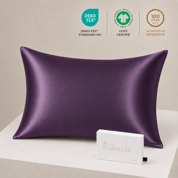 Taie d'oreiller en soie 22 Momme Violet - Grade 6A OEKO-TEX