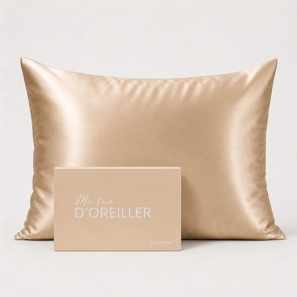 Taie d'oreiller en soie 22 Momme Beige Champagne - Grade 6A OEKO-TEX