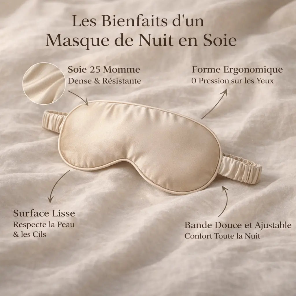 Masque de nuit en soie 25 Momme Ergonomique