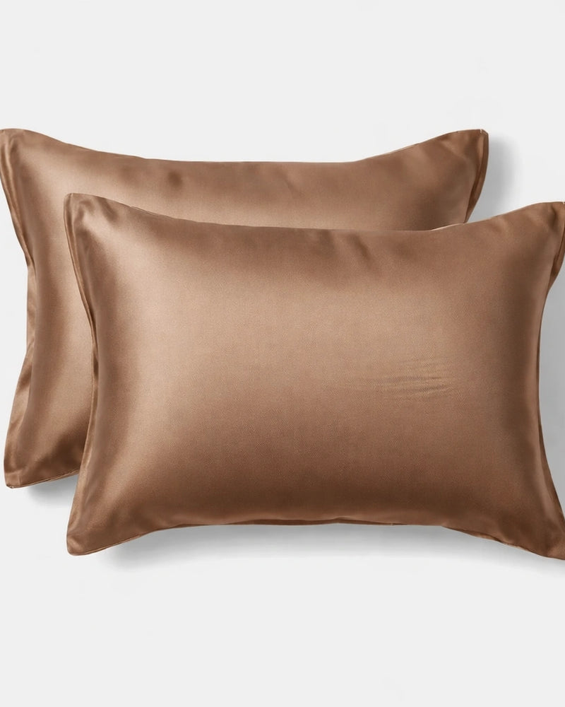 Taie d'oreiller en soie 22 mommes — Marron Café