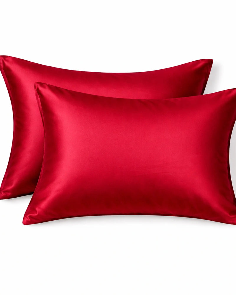 Taie d'oreiller en soie 22 mommes — Rouge