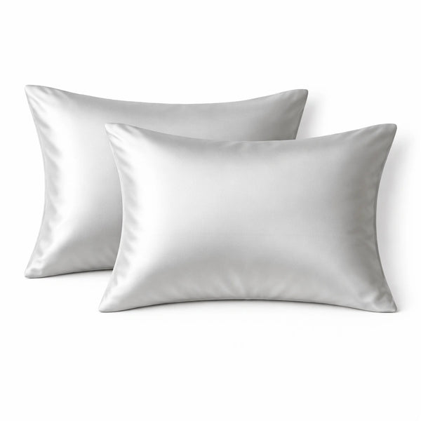 Taie d'oreiller en soie Taie d'oreiller en soie 19 Momme - Argent - 100% Soie de murier