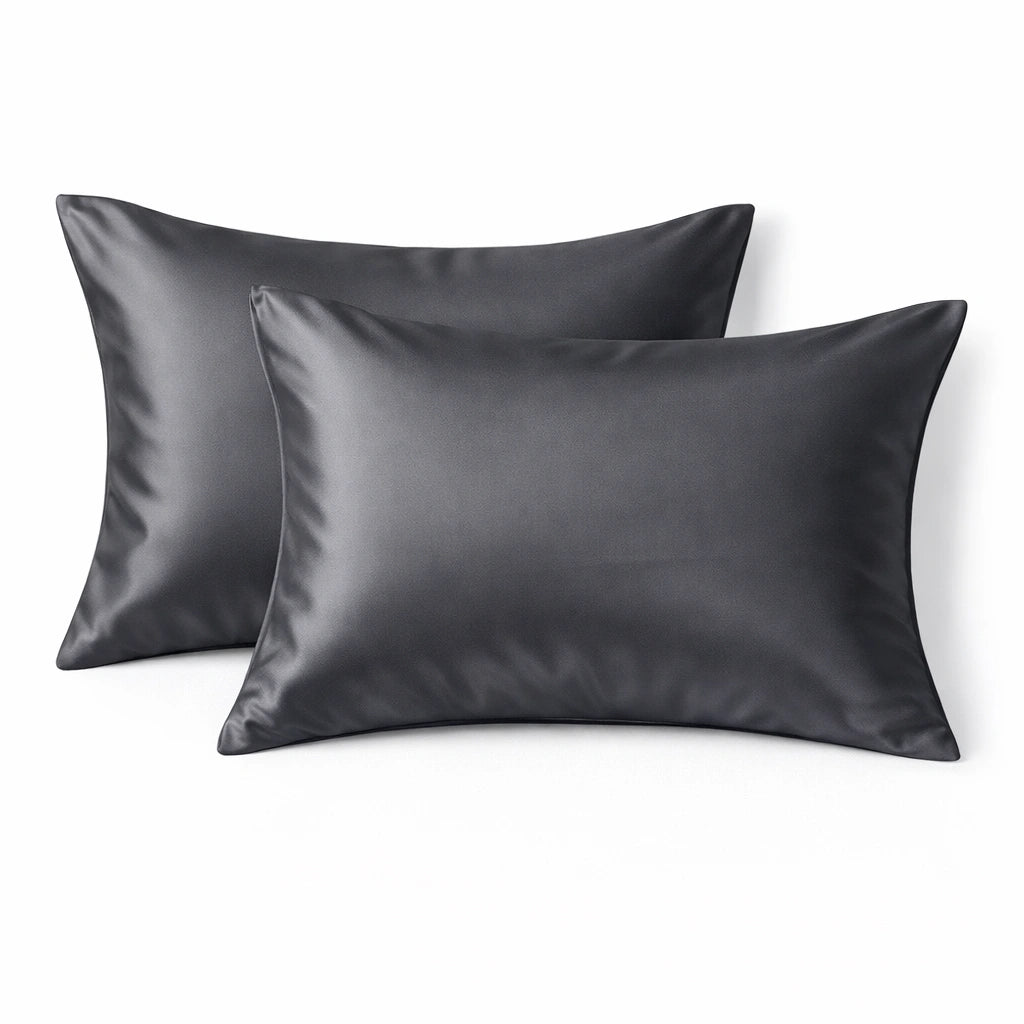 Taie d'oreiller en soie 19 Momme - Gris foncé - Format 40x60 - 100% Soie de murier