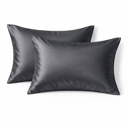 Taie d'oreiller en soie 19 Momme - Gris foncé - Format 40x60 - 100% Soie de murier