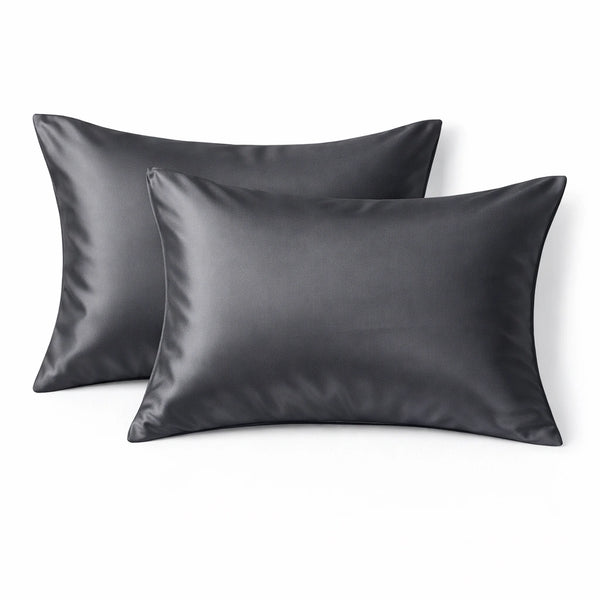 Taie d'oreiller en soie Taie d'oreiller en soie 19 Momme - Gris foncé - Format 40x60 - 100% Soie de murier