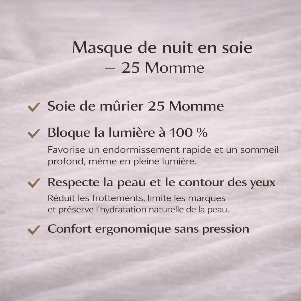 Masque de nuit bandeau en soie 100%