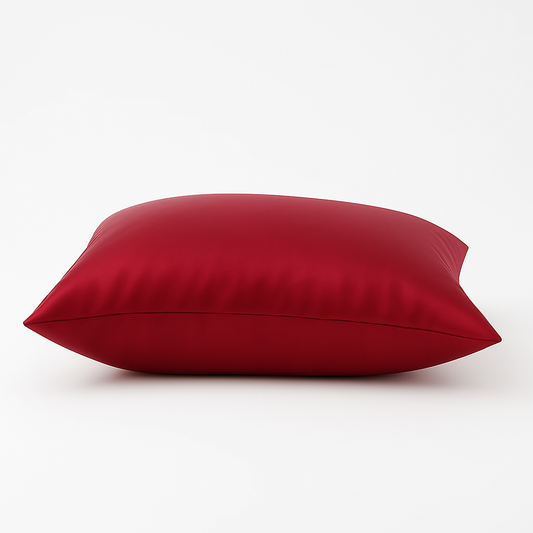 Taie d'oreiller en satin de soie rouge