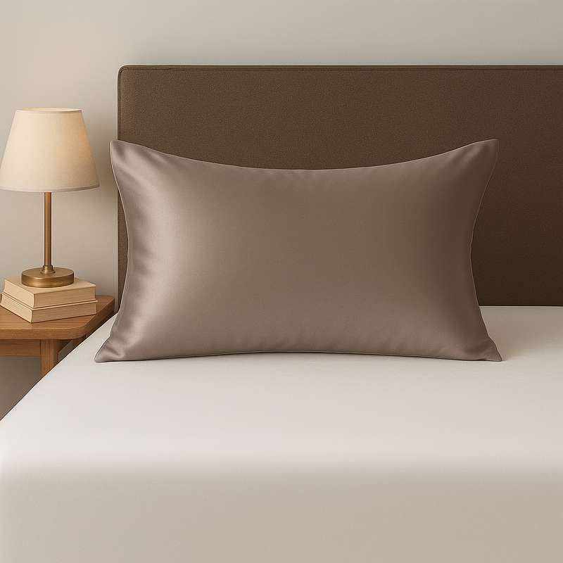 Taie d'oreiller en soie 19 Momme - Taupe