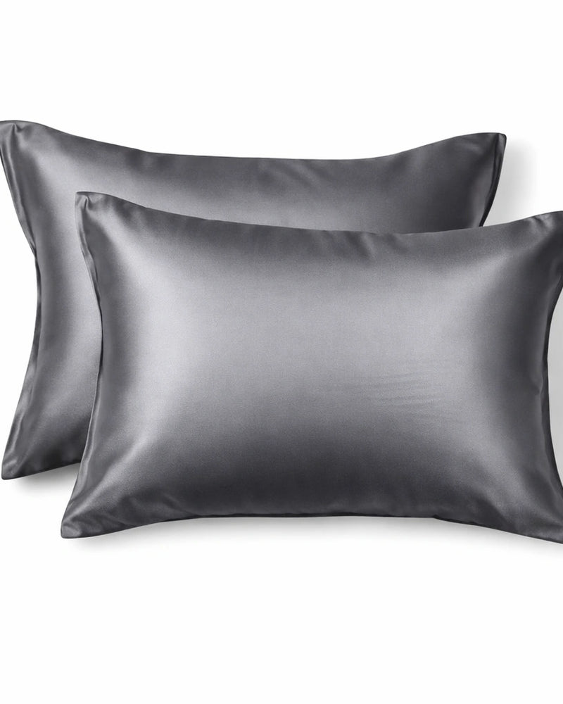 Taie d'oreiller en soie 22 mommes — Gris Anthracite