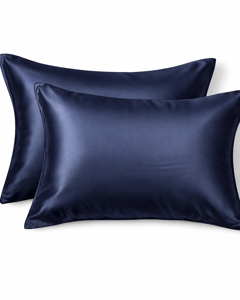 Taie d'oreiller en soie 22 mommes — Bleu Nuit