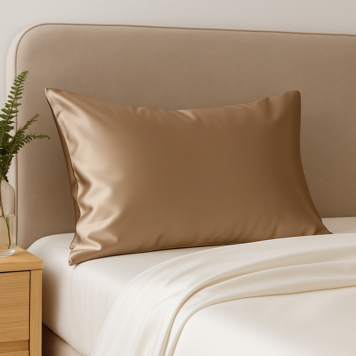 Taie d'oreiller en soie 22 Momme- Marron café Ma Taie d'Oreiller
