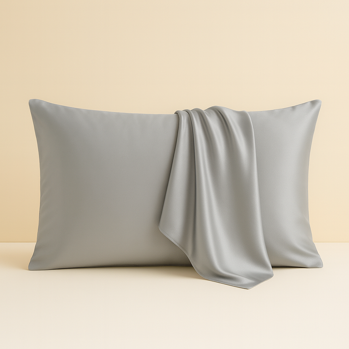 Taie d'oreiller en satin de soie - Gris clair
