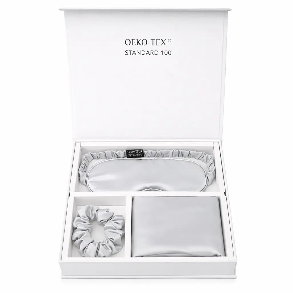 Pack Complet Soie : Taie d'oreiller + Masque + Chouchou - Nuit complète & soin naturel