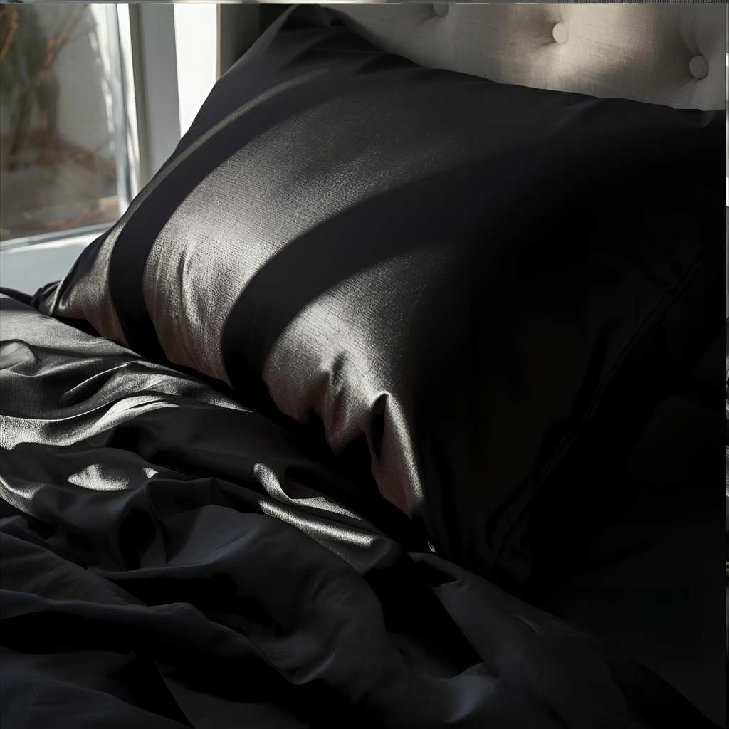 Taie d'oreiller en soie 25 Momme Noir - 50x70