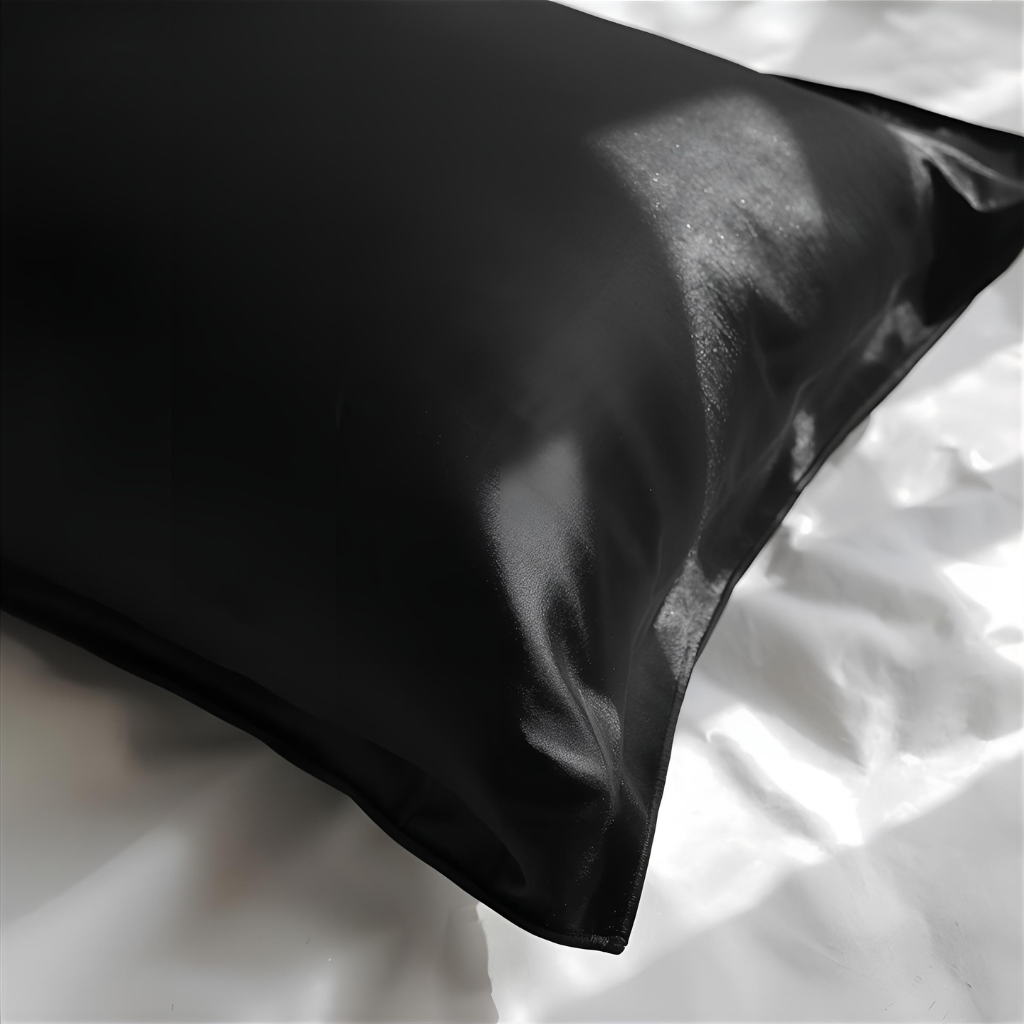 Taie d'oreiller en soie 25 Momme Noir - 50x70 - 100% Soie de murier