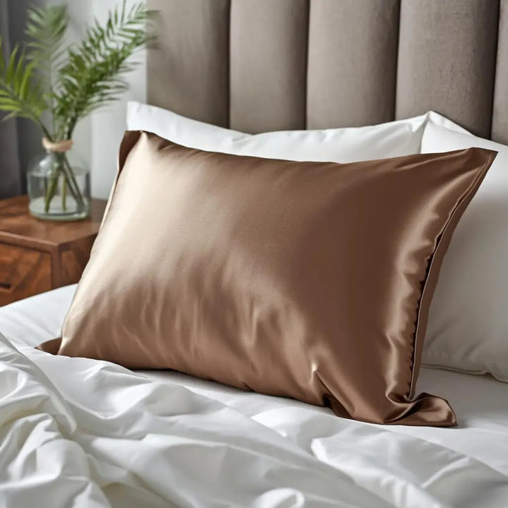 Taie d’oreiller en soie 22 Momme – Marron café (80x80)