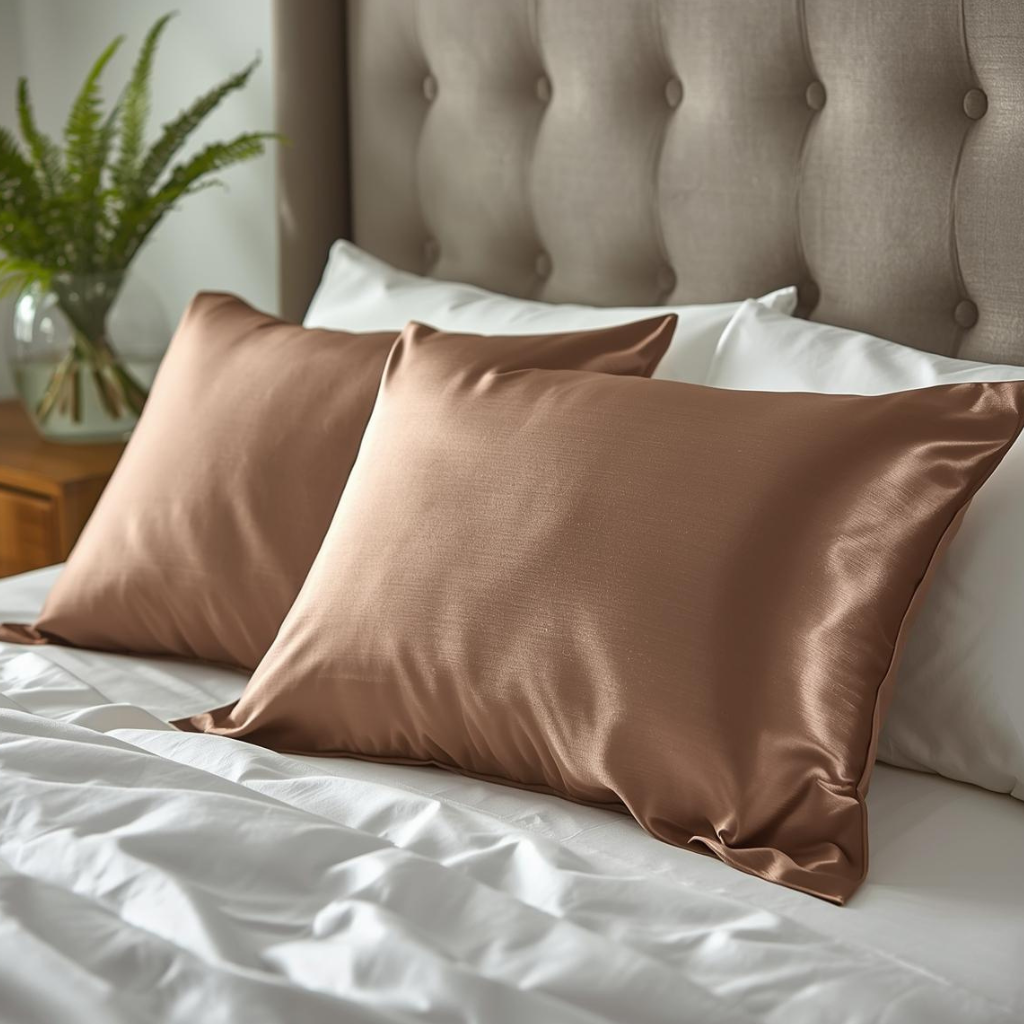 Taie d’oreiller en soie 22 Momme – Marron café (80x80)