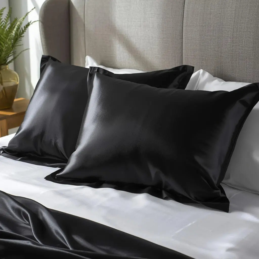 Taie d’oreiller en soie 22 Momme - Noire (80x80)