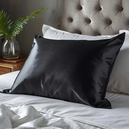 Taie d’oreiller en soie 22 Momme - Noire (80x80)