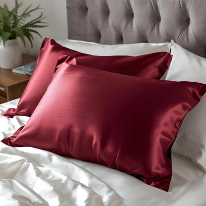 Taie d'oreiller en soie 30 Momme - Rouge vin