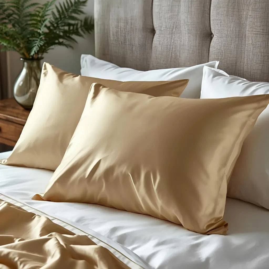 Taie d’oreiller en soie Or 22 Momme 80x80