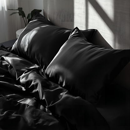 Taie d'oreiller en soie 25 Momme Noir - 50x70