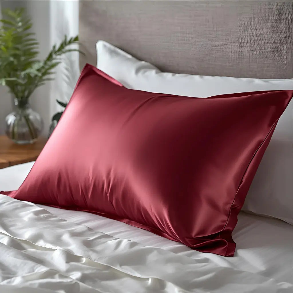 Taie d'oreiller en soie 30 Momme - Rouge vin