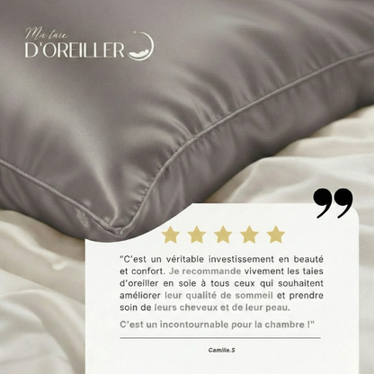 Taie d'oreiller en soie 22 Momme - Gris Anthracite - 100% Soie naturelle