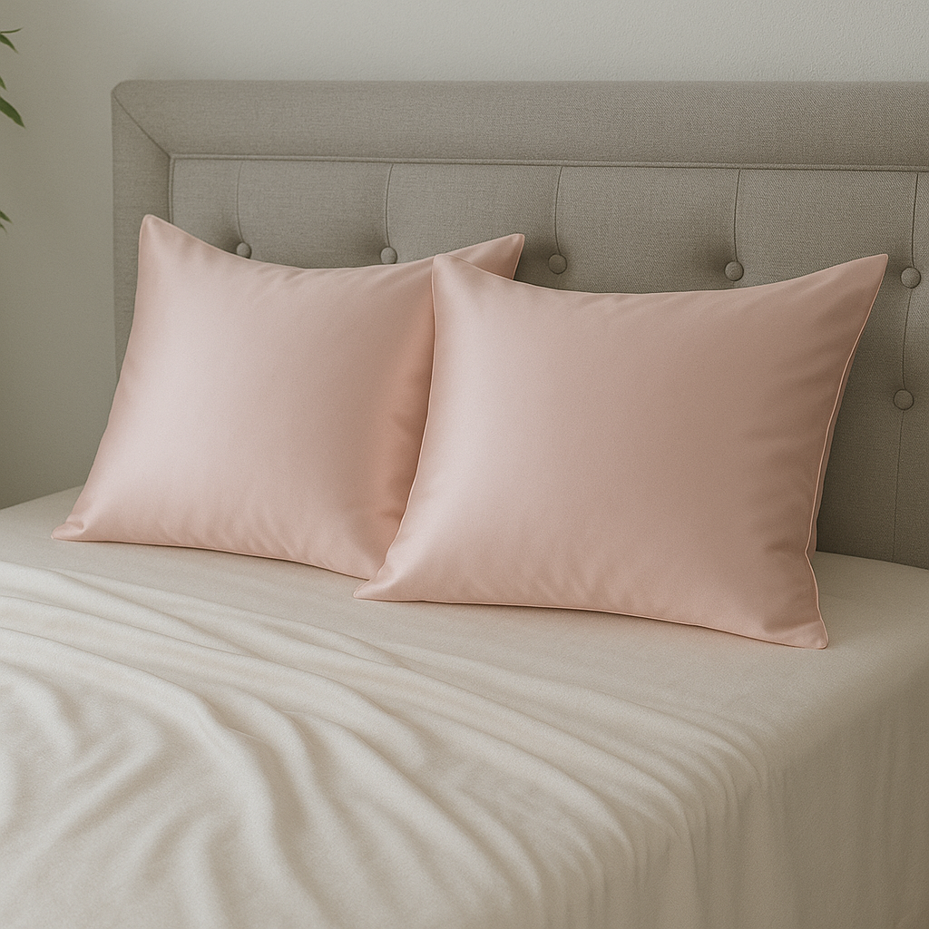 Taie d’oreiller en soie rose 80x80 – 30 Momme