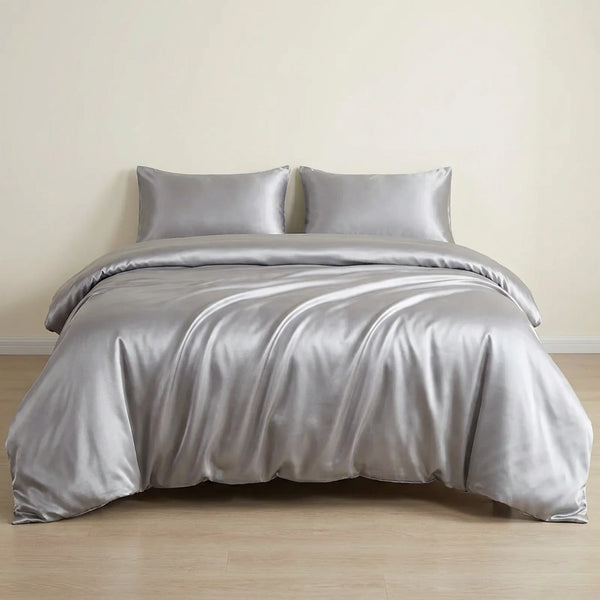 Housse de couette en soie de mûrier Gris argenté - Grade 6A OEKO-TEX