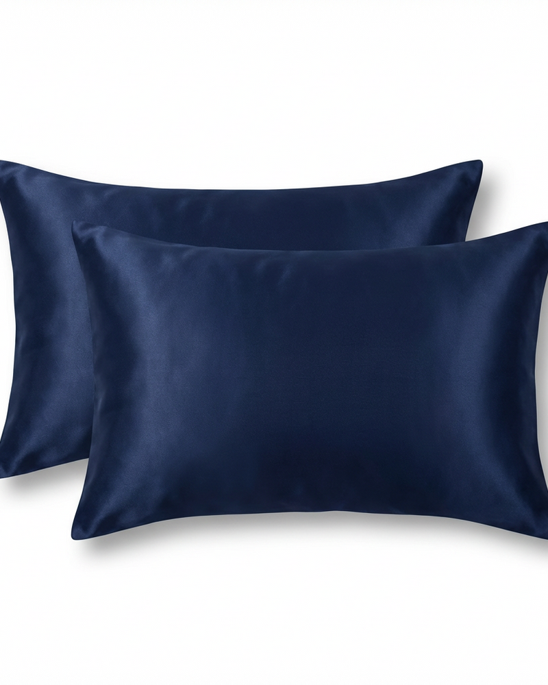 Taie d'oreiller en soie de mûrier 19 Momme — Bleu Marine