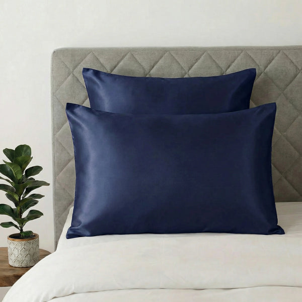 Taie d'oreiller en soie 22 Momme Bleu Nuit - Grade 6A OEKO-TEX