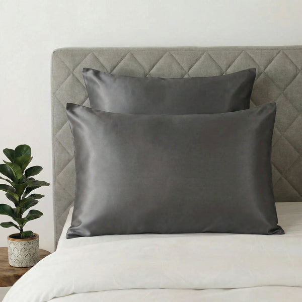 Taie d'oreiller en soie 22 Momme Gris Anthracite - Grade 6A OEKO-TEX