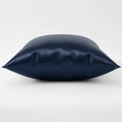 Taie d’oreiller en soie bleu marine 19 momme, housse satinée brillante pour cheveux et peau – confort et élégance premium