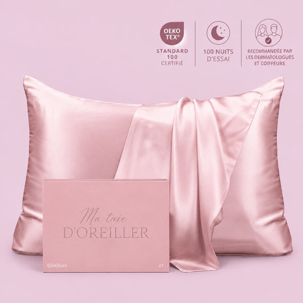 Taie d'oreiller en soie 22 Momme Powder Pink - Grade 6A OEKO-TEX