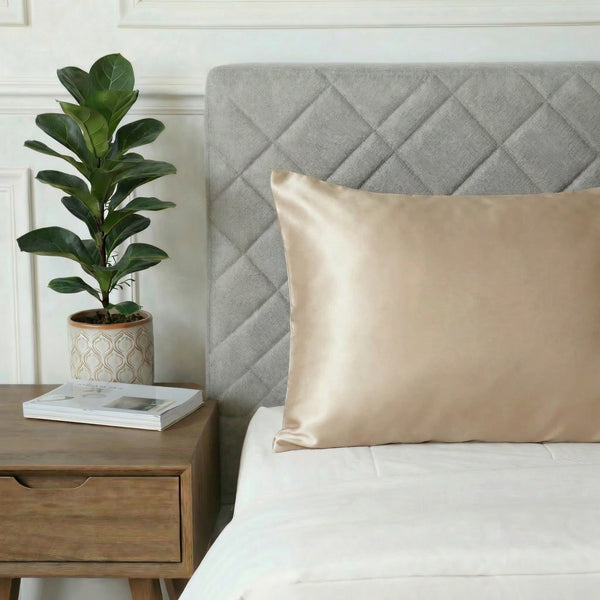 Taie d'oreiller en soie 22 Momme Beige Champagne - Grade 6A OEKO-TEX