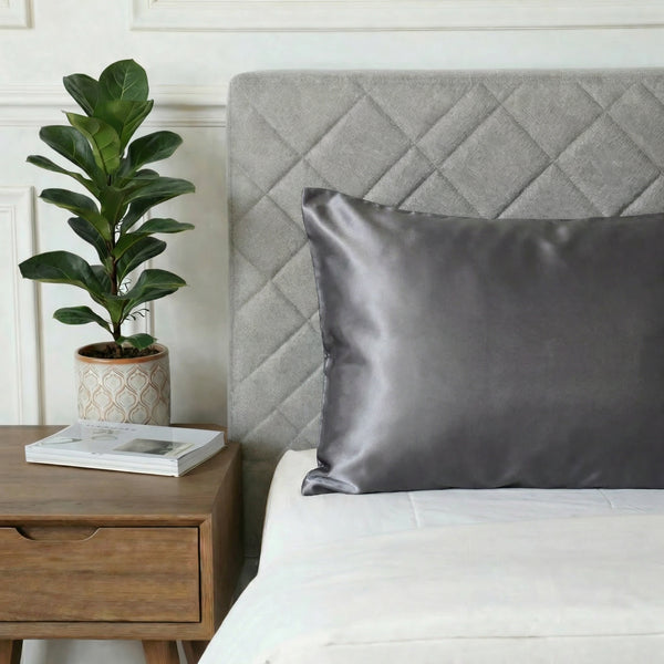 Taie d'oreiller en soie 22 Momme Gris Anthracite - Grade 6A OEKO-TEX