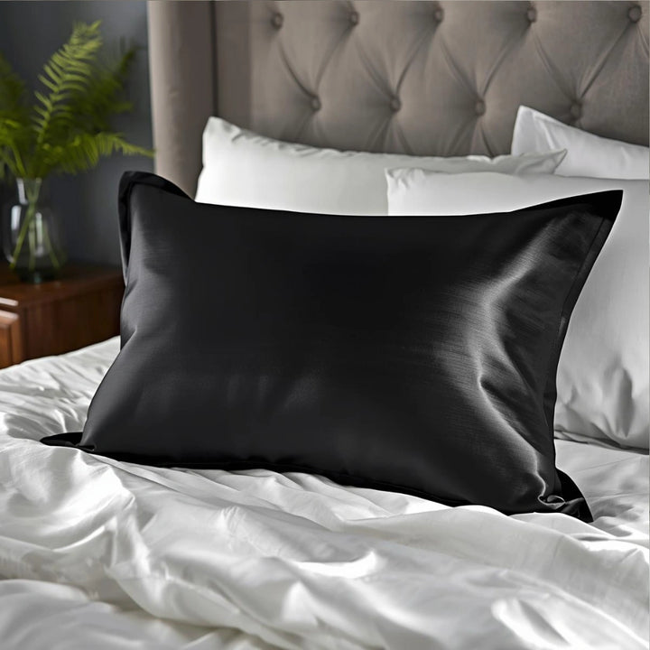 Taie d'oreiller en soie 22 Momme - Noir - 100% Soie naturelle