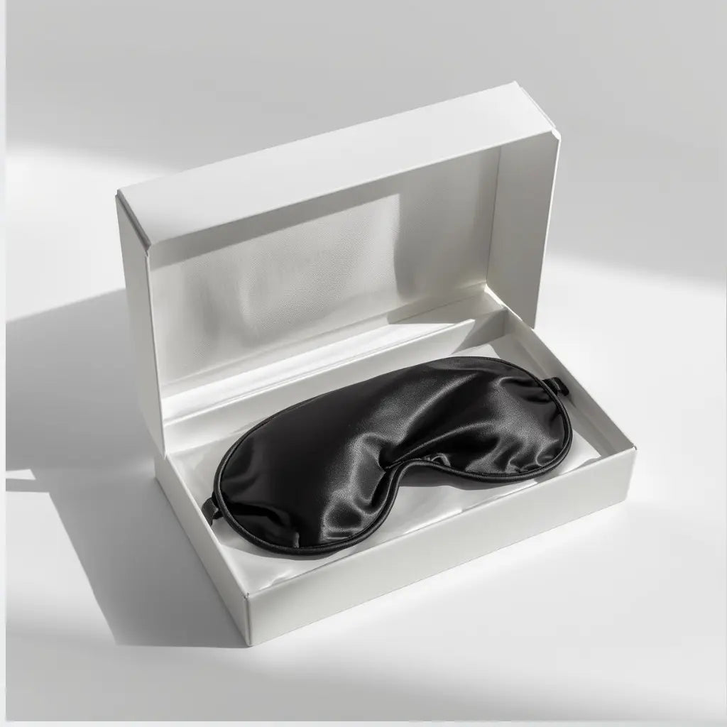 Masque en soie naturelle noir dans un coffret blanc 