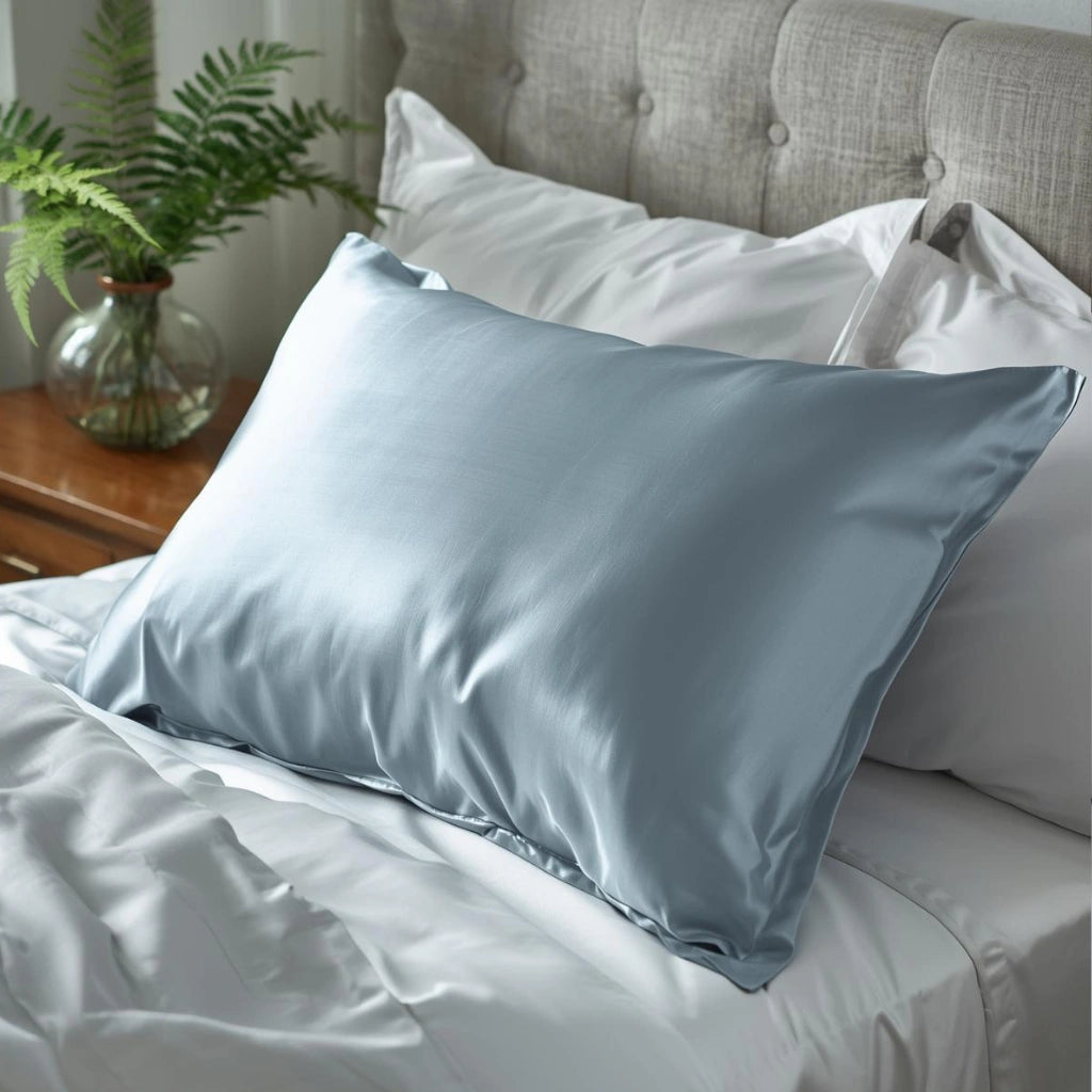 Taie d'oreiller en soie 22 Momme - Gris bleuté - 100% Soie naturelle