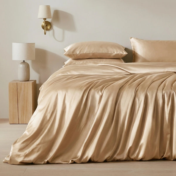 Housse de couette en soie de mûrier Champagne - Grade 6A OEKO-TEX