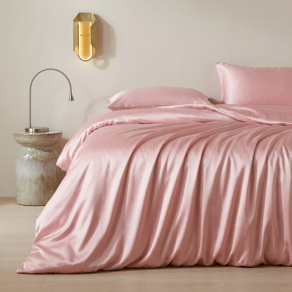 Housse de couette en soie de mûrier Rose - Grade 6A OEKO-TEX