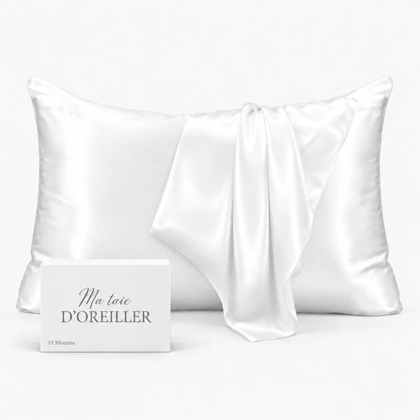 Taie d'oreiller en soie de mûrier 19 Momme Blanc Nacré en soie de mûrier 60x60