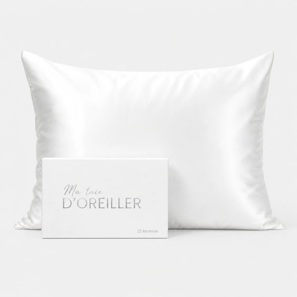 Taie d'oreiller en soie 22 Momme Blanc - Grade 6A OEKO-TEX